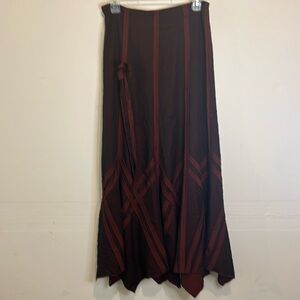 Vintage Yilin Red burgundy bohemian maxi skirt size 8